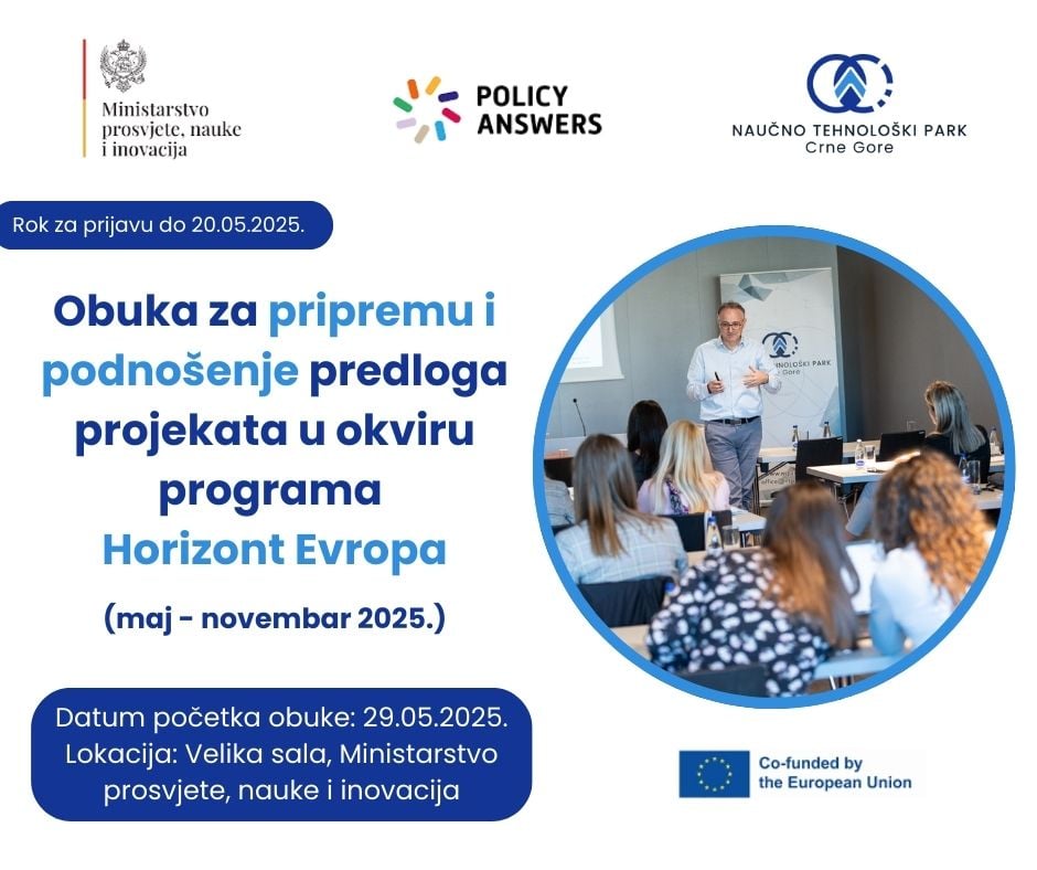 JAVNI POZIV za učešće na obuci za pripremu i podnošenje predloga projekata u okviru programa Horizont Evropa