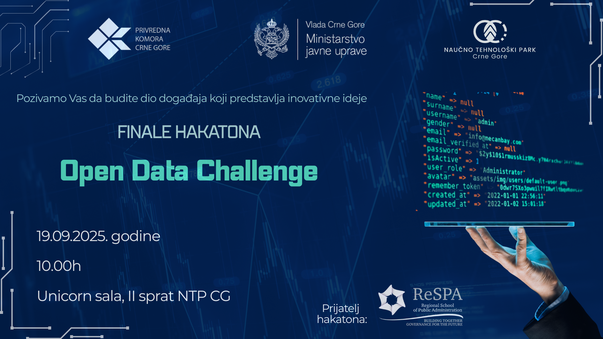 Hakaton Open Data Challenge – budite dio događaja koji predstavlja inovativne ideje u Naučno-tehnološkom parku Crne Gore