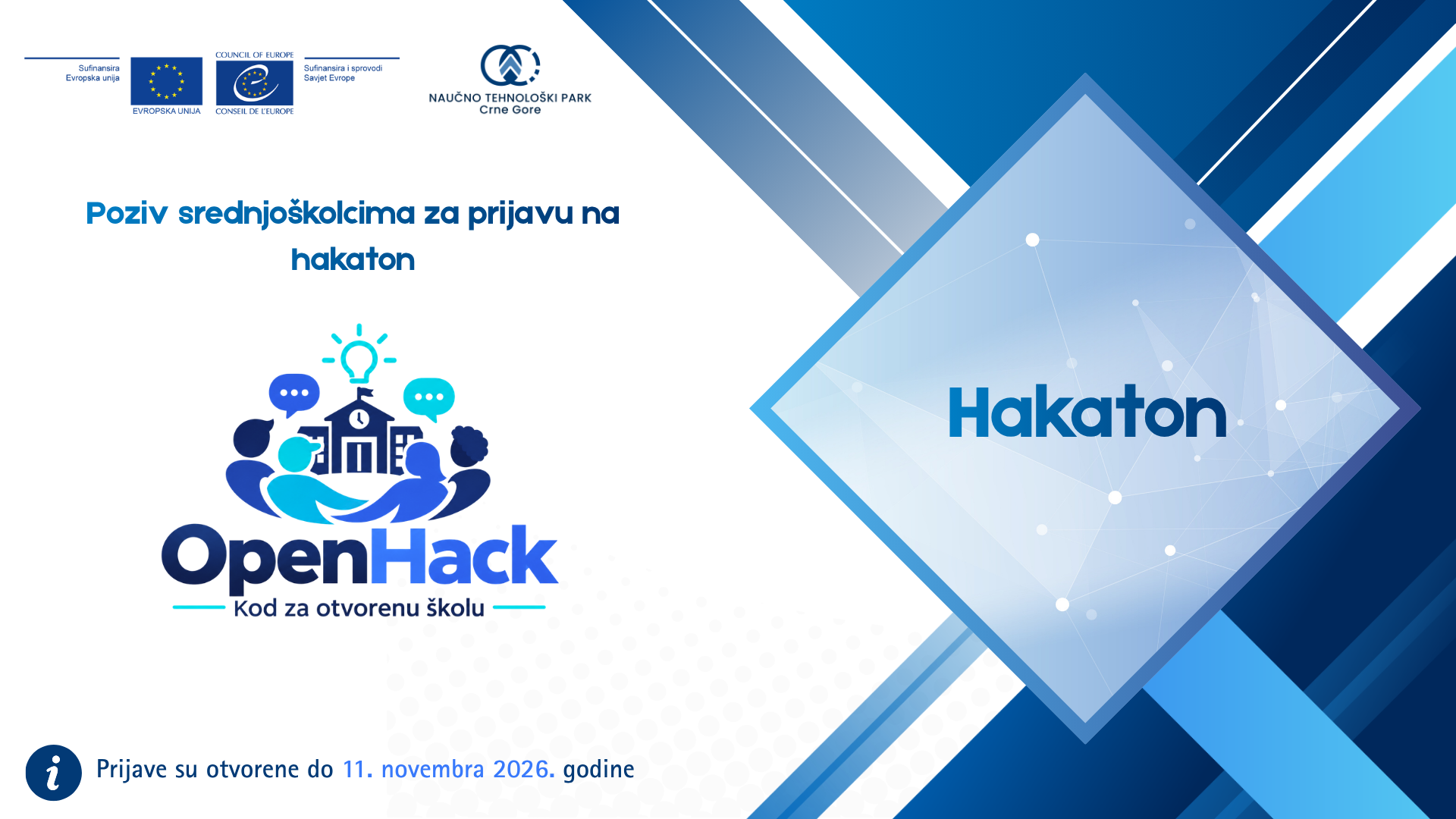 Javni poziv za prijavu na hakaton „OpenHack: Kod za otvorenu školu“